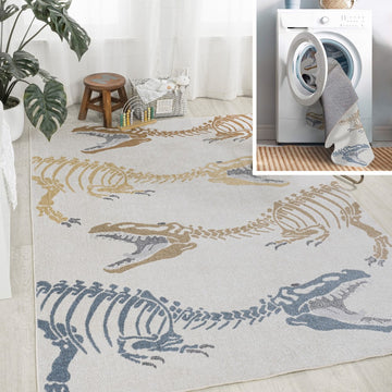 Kingdarr T-rex Modern Kids Machine-washable Area Rug